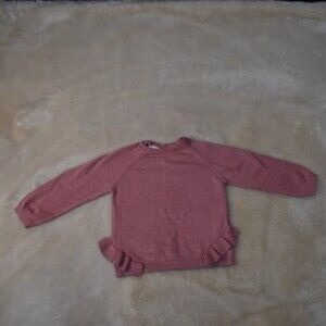 Zara Little Girls Sweater Size 2-3 Long Sleeve Pink Ruffled Shirt